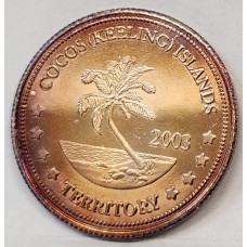 COCOS KEELING ISLANDS 2003 . TEN 10 DOLLARS COIN . ERROR . MISSING INSCRIPTION